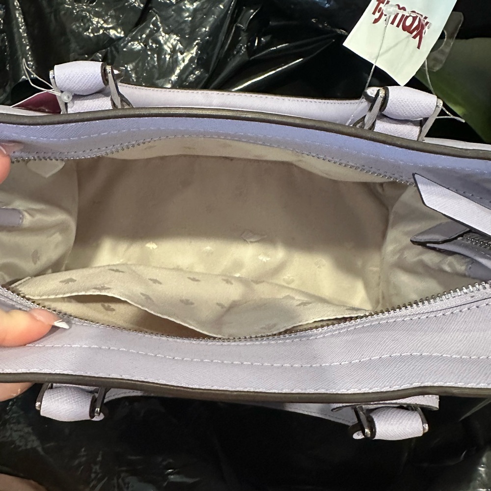 Kate Spade Frozen Lilac Medium Satchel Saffiano Leather Silver Hardware NWT - Picture 3 of 8